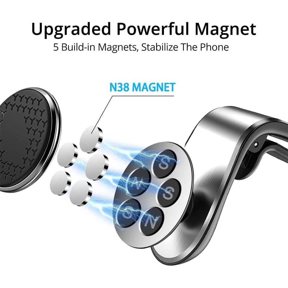 PhoneBits Magnetic Car Phone Holder, Air Vent MagSafe Car Mount Holder Compatible with iPhone/ Smartphones, In Car Phone Mount Holder, Magnetic Wireless Mobile Phone Holder for Car