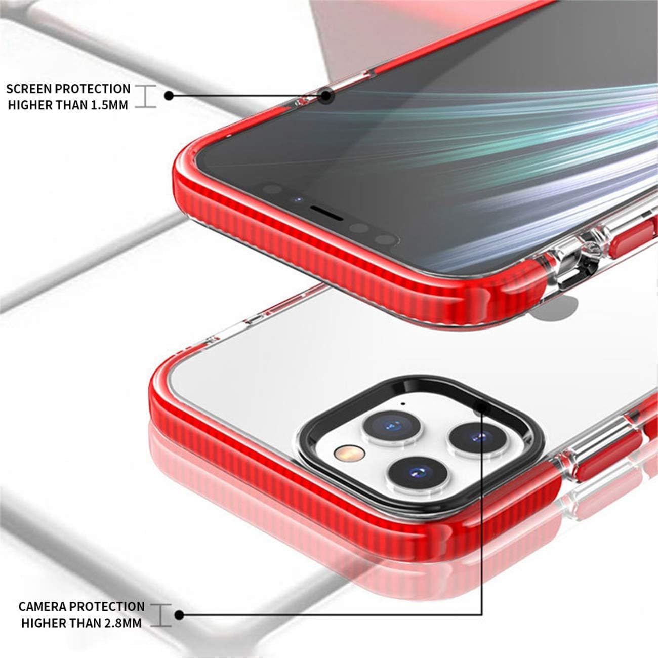 PhoneBits Crystal Clear MagSafe Case for iPhone with Chromed Camera Edge, TPU Transparent Shockproof Clear iPhone Case Compatible with MagSafe Wireless Chargers, Protective Magnetic Mobile Phone Back Case Cover with Colorful Screen Edge