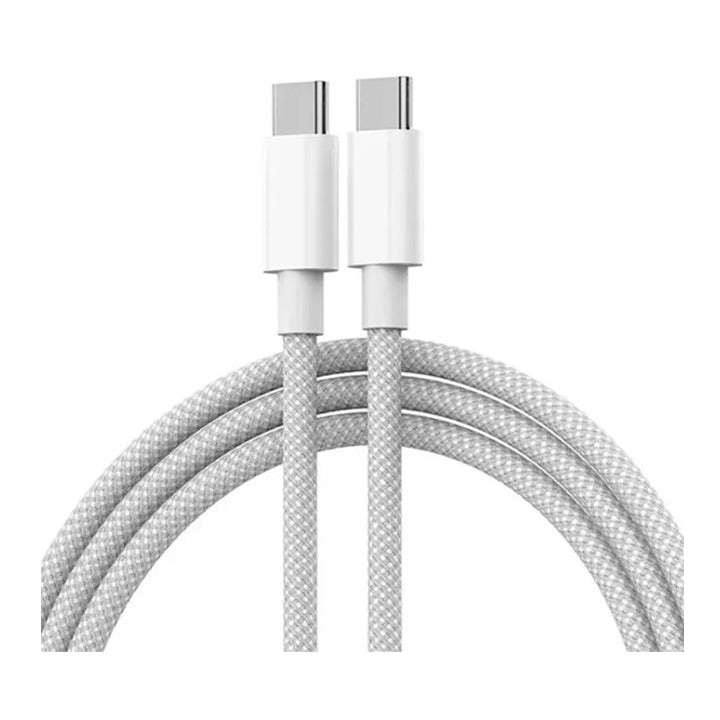 Budi Type C naar Type C Snel opladen gevlochten kabel, USB C oplaad- en datakabel