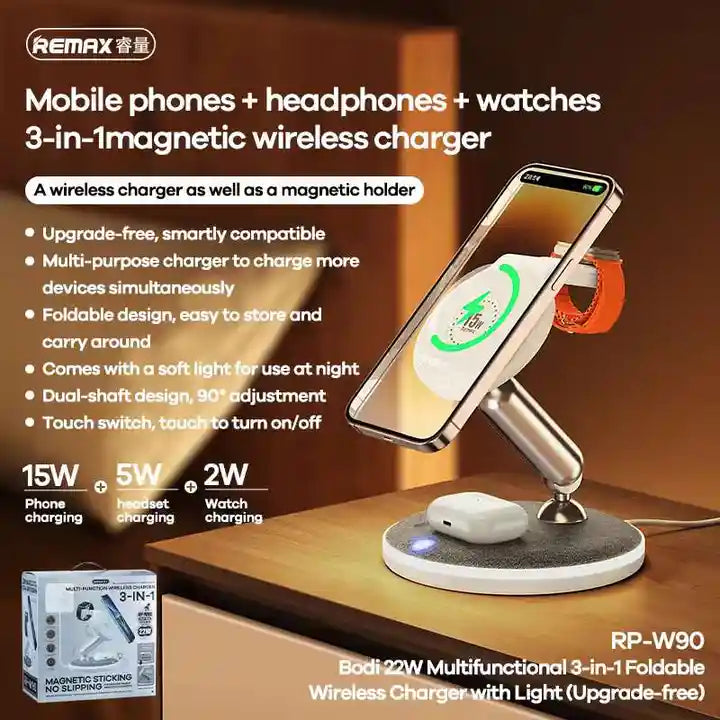 Remax 3 in 1 Magnetic Wireless Charger