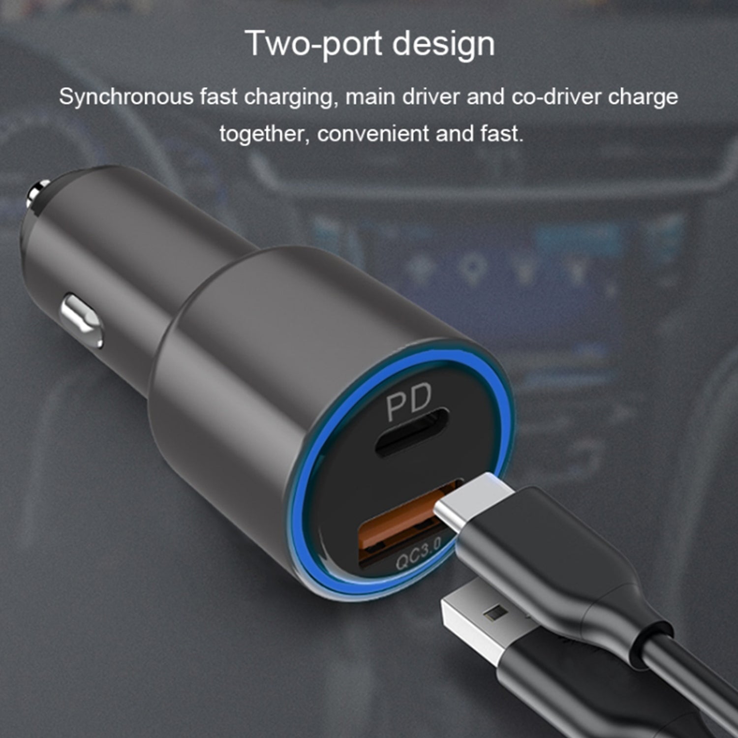 Budi Dual USB Car Charger, QC 3.0 USB-A & PD USB-C Ports In Car Charger Socket, Fast Charging Car Phone Charger with LED Indicator, Power Car Charger Adapter for Cigarette Lighter Socket