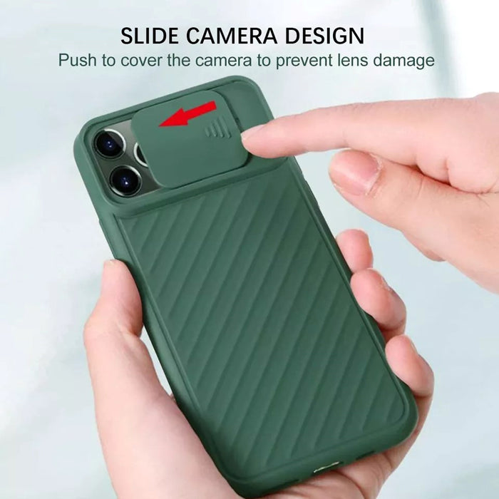 PhoneBits Ultra-Slim Soft TPU Silicone Case with Camera Slide Cover for iPhone, Shockproof Phone Case Compatible with iPhone, Protective Mobile Phone Case, iPhone Back Case Cover