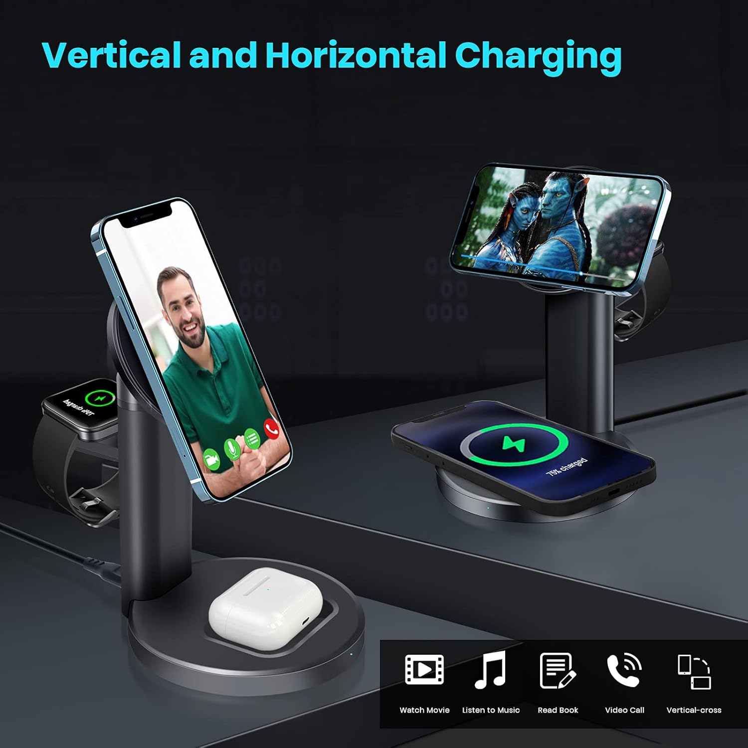 3 In 1 Wireless Charging Stand With Foldable Magnetic