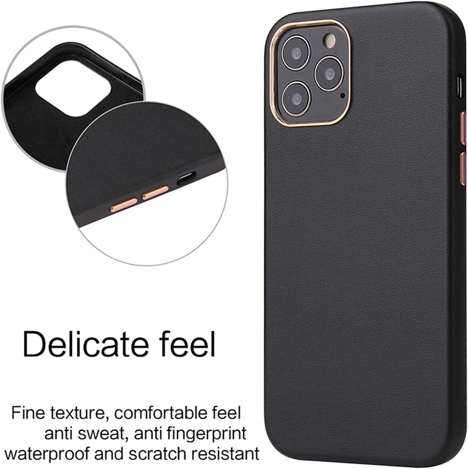 PhoneBits Luxury Slim PU Leather Magnetic Case for iPhone with Chromed Camera Edge, Protective Shockproof iPhone Case Compatible with iPhone, Magnetic Wireless Charging Mobile Phone Leather Case, Back iPhone Case Cover