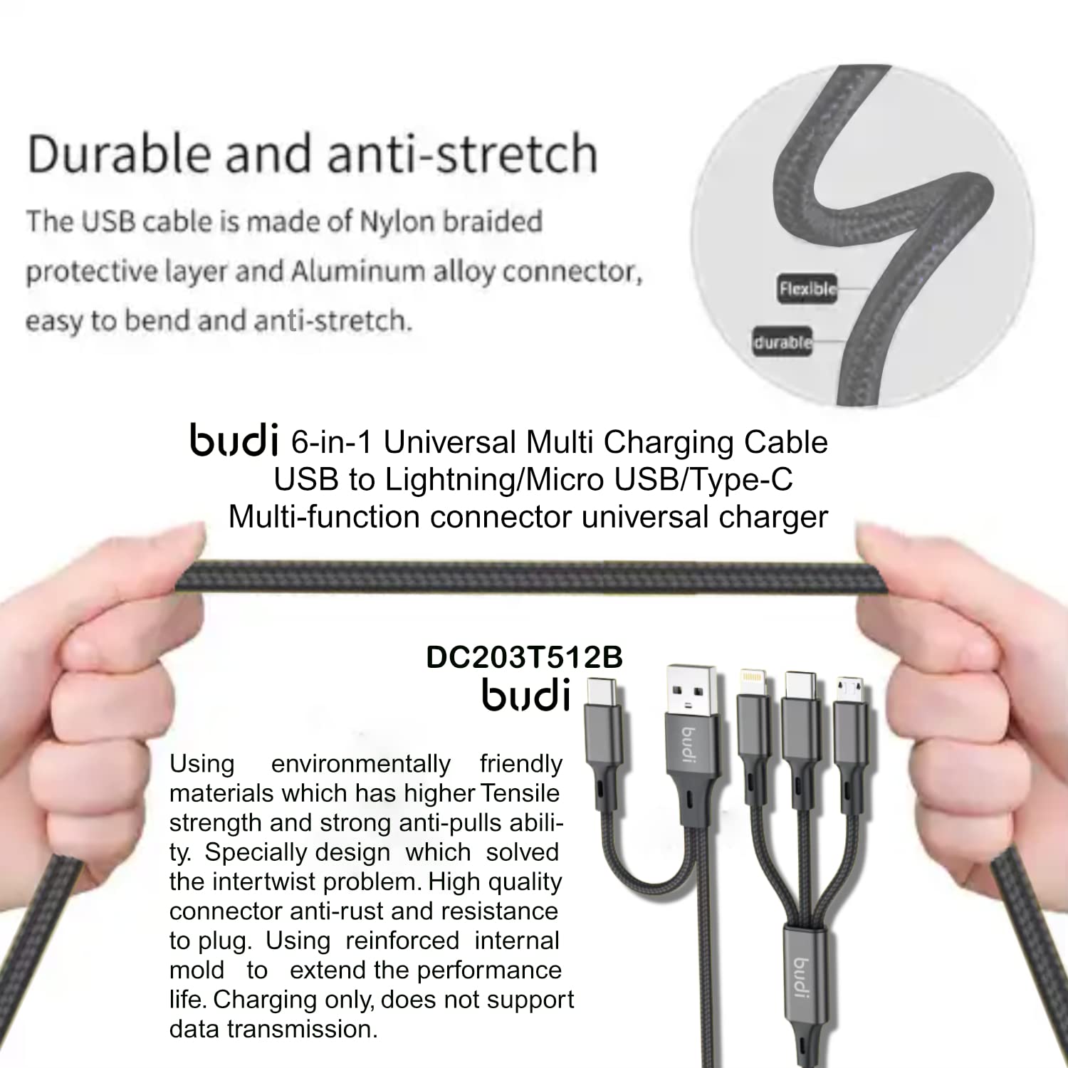 Universelles Ladekabel, Multi-Schnellladekabel USB A/C auf iPhone USB C/Micro USB, USB A/C auf Multi-Ladekabel