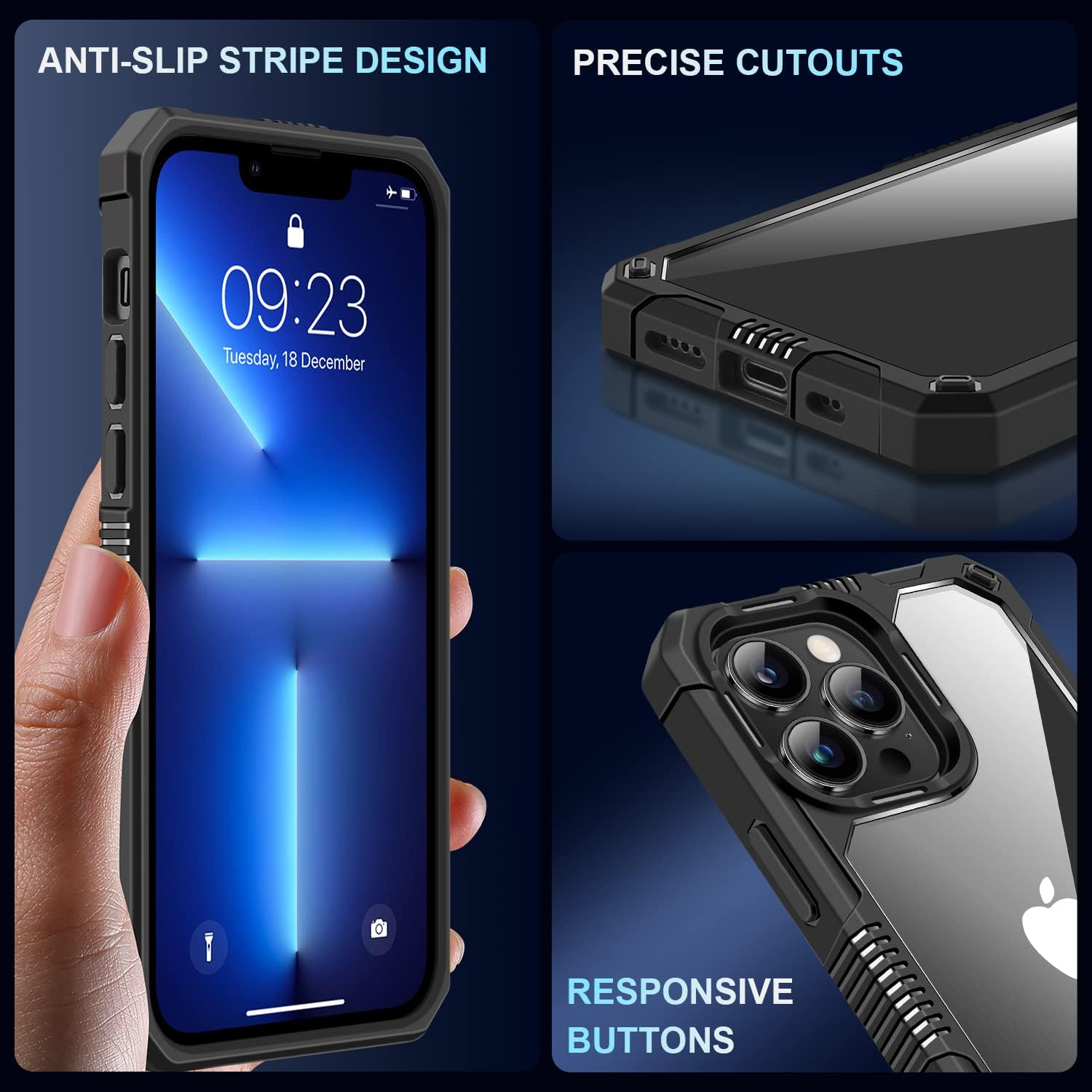 Military-Grade Ultra-Protective Transparent Back Case for iPhone