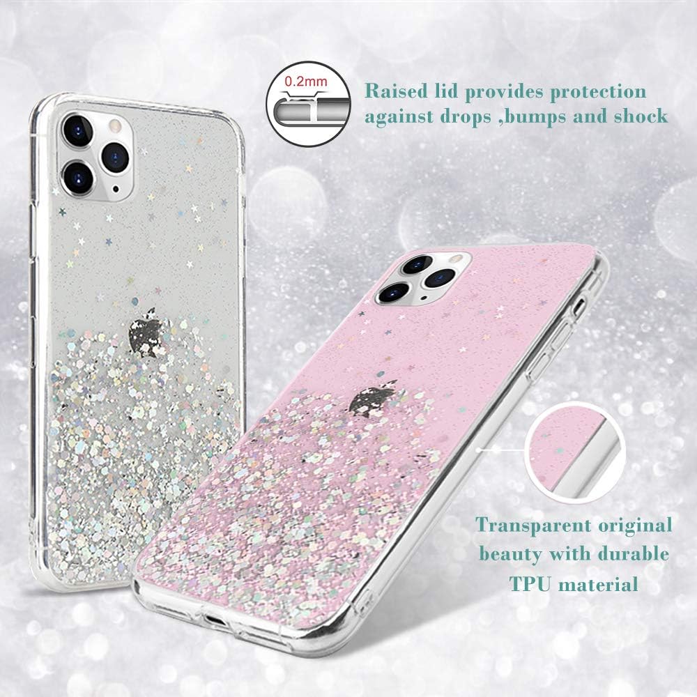 PhoneBits Slim Glittery 3D Quicksand Styling PC Magnetic iPhone Case with Chromed Camera Edge & Transparent TPU Frame, Protective Shockproof iPhone Case Compatible with iPhone Wireless Charging, Mobile Magnetic Phone Case for iPhone, Back Case Cover