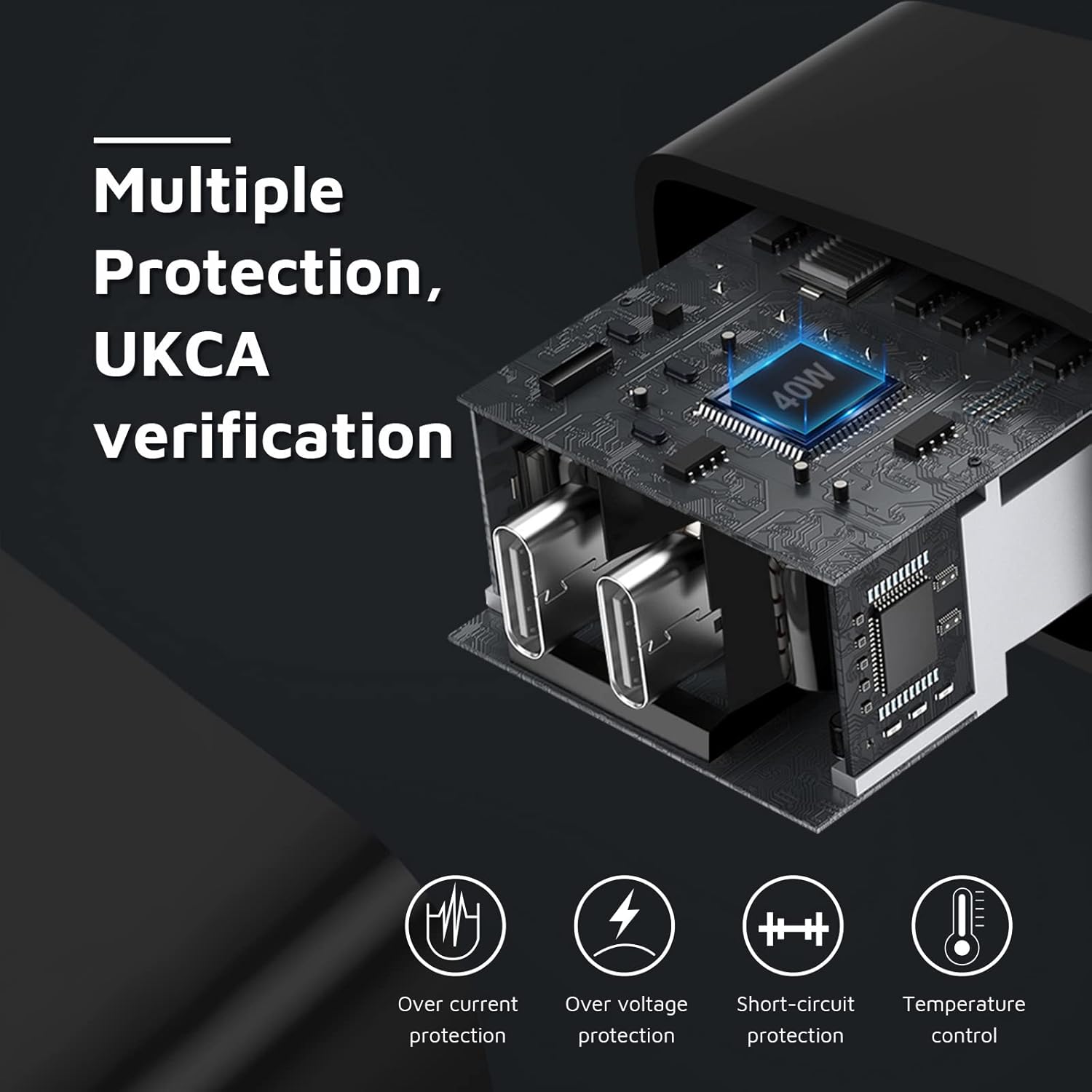 PhoneBits USB-C-Telefonladeadapter, PD 20 W, Dual-USB-C-Anschlüsse, Netzladestecker, Schnellladeadapter, USB-C-Wandladestecker, USB-C-Netzwandadapter, Schnellladegerät