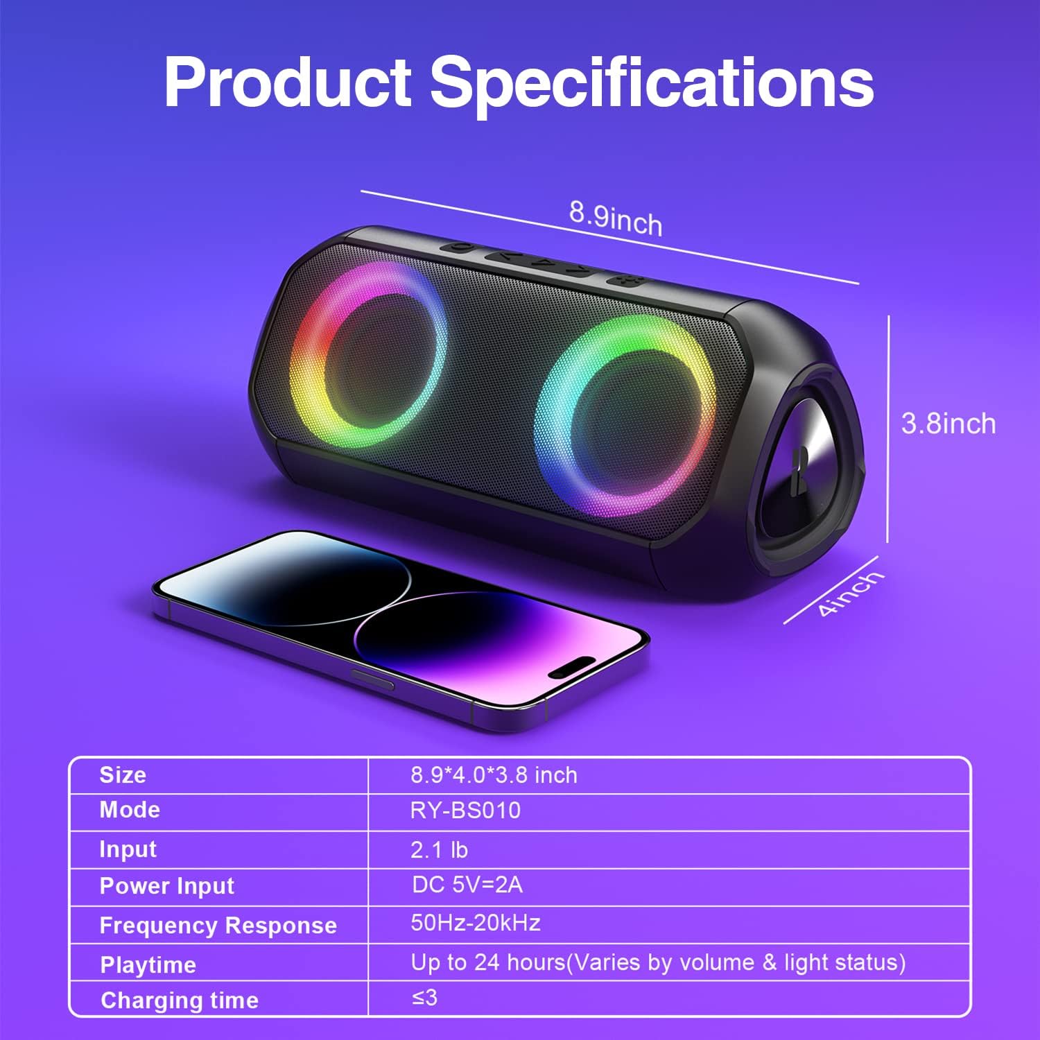 Budi Colorful Wireless Speaker IPX6