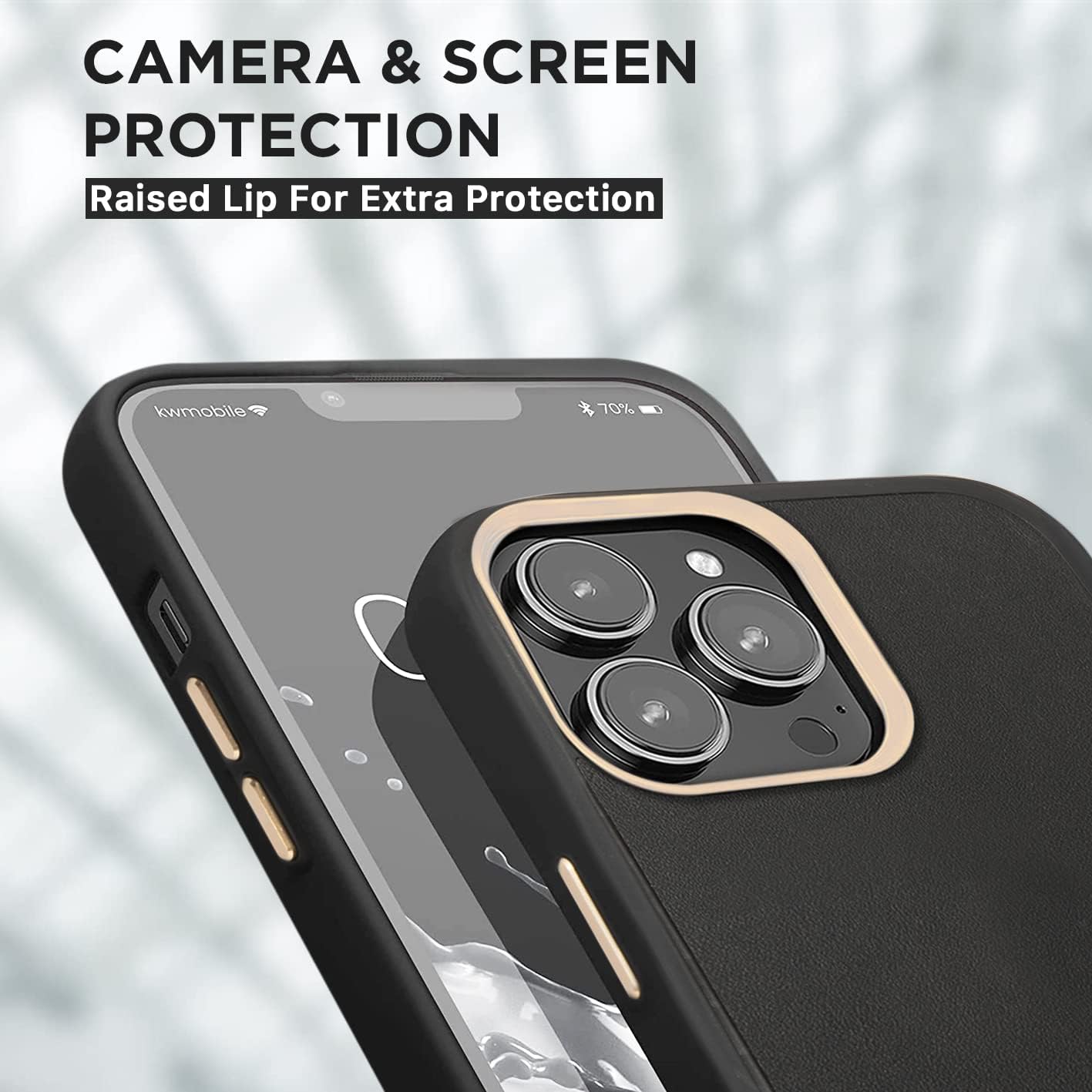 PhoneBits Luxury Slim PU Leather Magnetic Case for iPhone with Chromed Camera Edge, Protective Shockproof iPhone Case Compatible with iPhone, Magnetic Wireless Charging Mobile Phone Leather Case, Back iPhone Case Cover