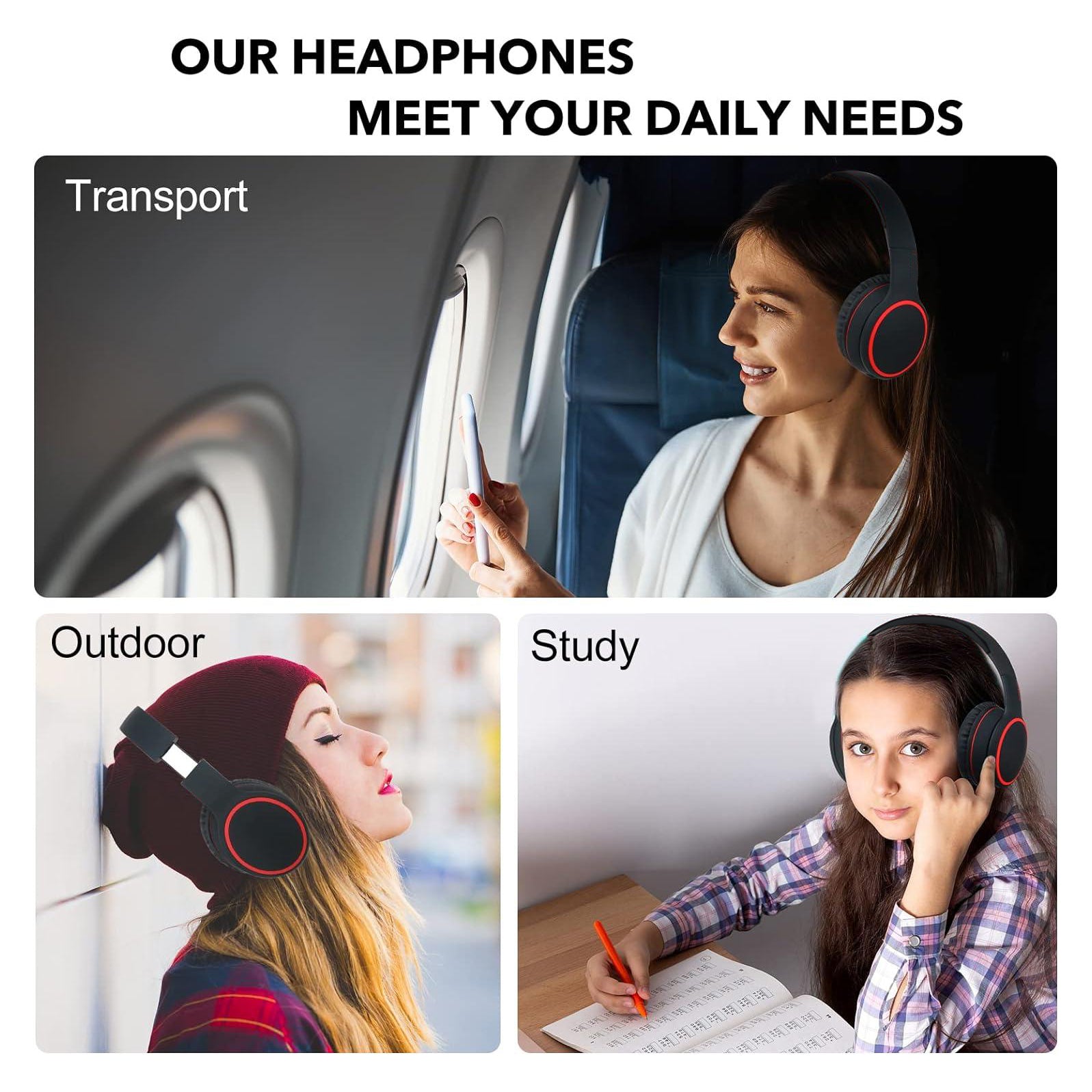 Budi Smart True Wireless Bluetooth Heavy-Bass Stereo Faltbares Over-Ear-Headset