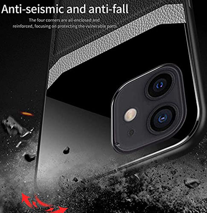 PhoneBits Ultra Protective Slim PU leather with Organic Plexiglass iPhone Case with Camera Lens Protection, Shockproof iPhone Case Compatible with iPhone, Mobile Phone Case for iPhone, Back iPhone Cover Case