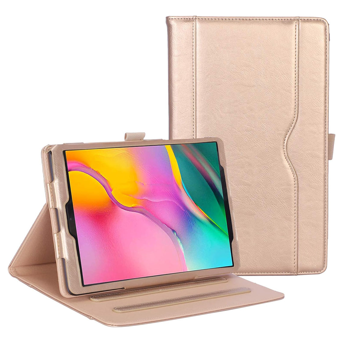 PhoneBits Luxury Slim PU Leather iPad Case with Handy Pen & Card Holder, Shockproof iPad Case with Book Design Flip Stand, Folio Stand Case for iPad Tablet, Folding Tablet Case Cover for iPad, Protective iPad Tab Cover