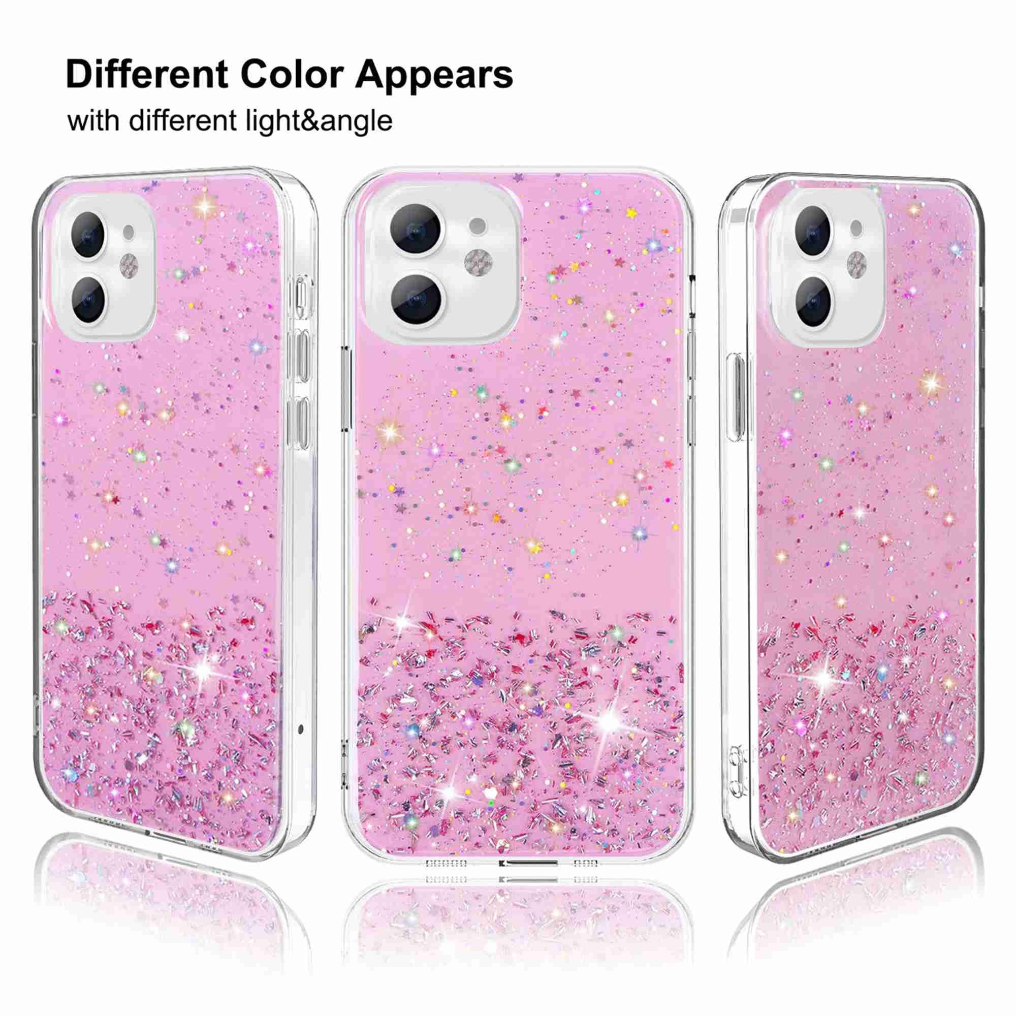 PhoneBits Slim Glittery 3D Quicksand Styling PC Magnetic iPhone Case with Chromed Camera Edge & Transparent TPU Frame, Protective Shockproof iPhone Case Compatible with iPhone Wireless Charging, Mobile Magnetic Phone Case for iPhone, Back Case Cover