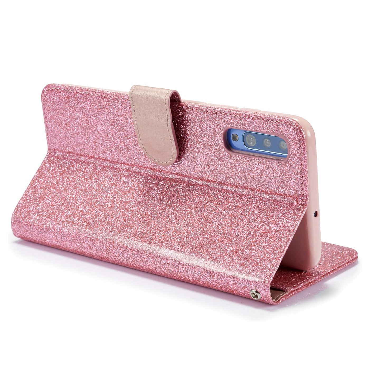 Leren portemonnee-hoesje met glitter voor iPhone, wit