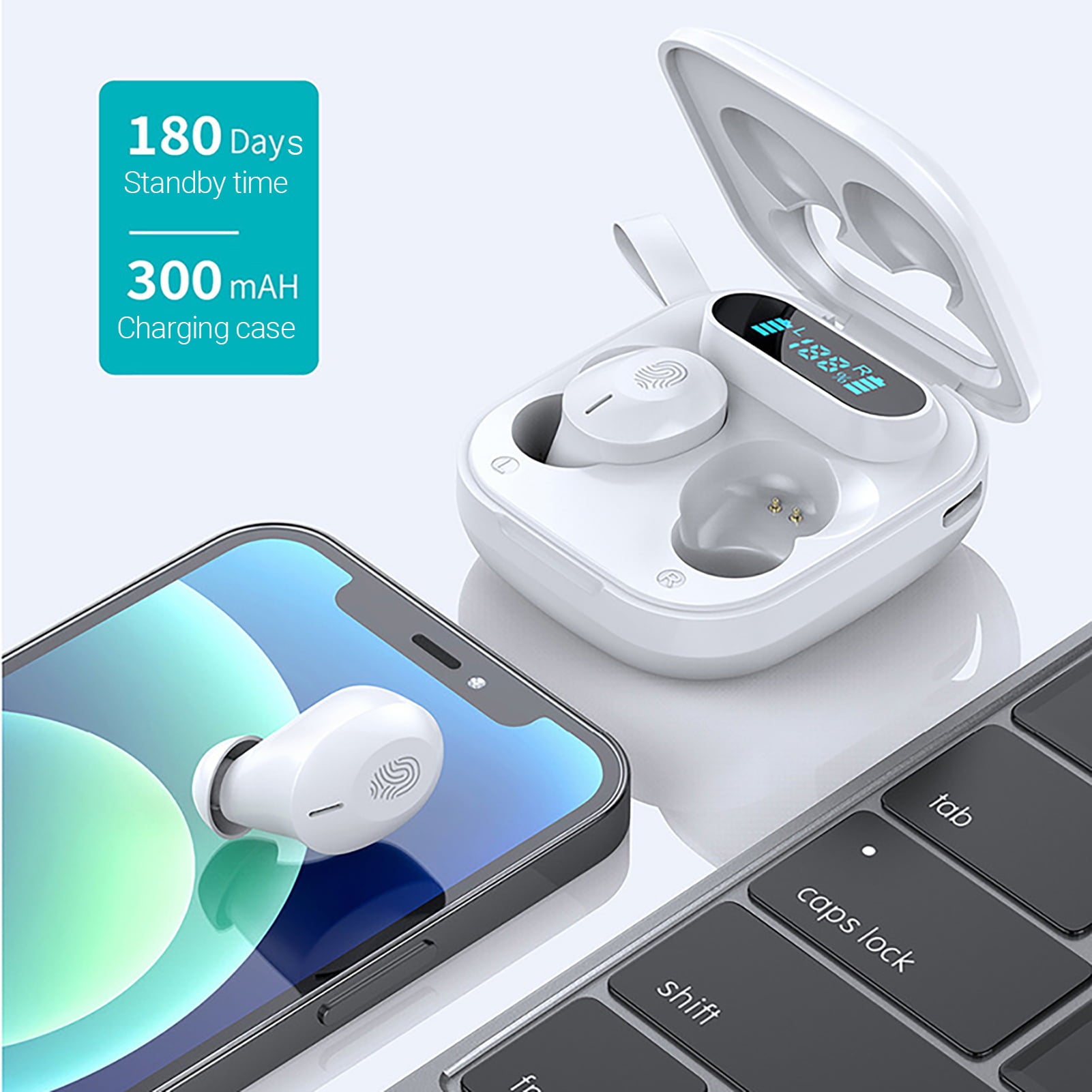 PhoneBits Wireless Stereo Earbuds with Digital Display