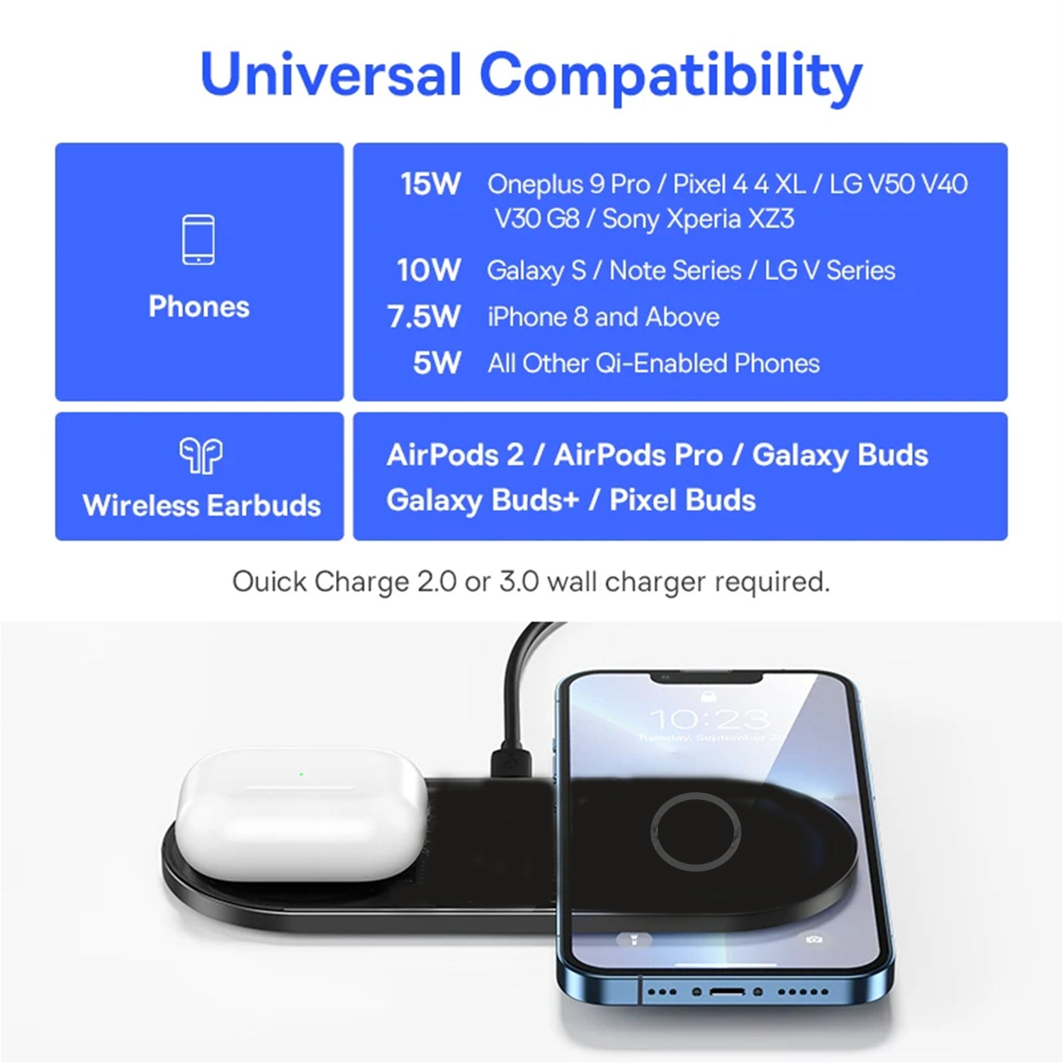 2-in-1-Wireless-Ladepad, tragbare 2-in-1-Magnetladestation, Dual-Ladepad