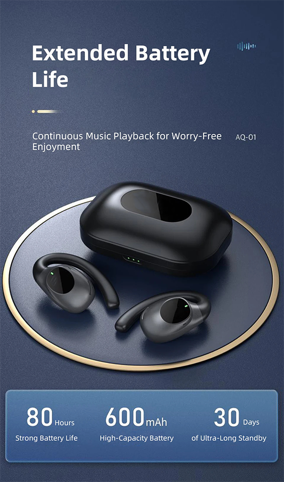 Budi True Wireless Bluetooth HD Stereo-Bass Open-Ear-Ohrhörer mit eingebautem Mikrofon