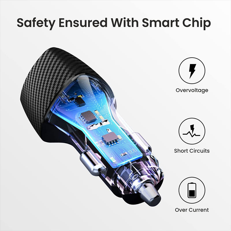 38W USB-A And C QC. In Car Charger