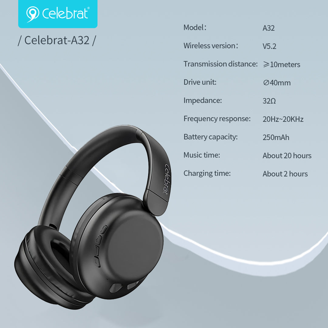 PhoneBits Smart High-Quality Wireless Bluetooth Heavy-Bass Foldable Over-Ear Headset