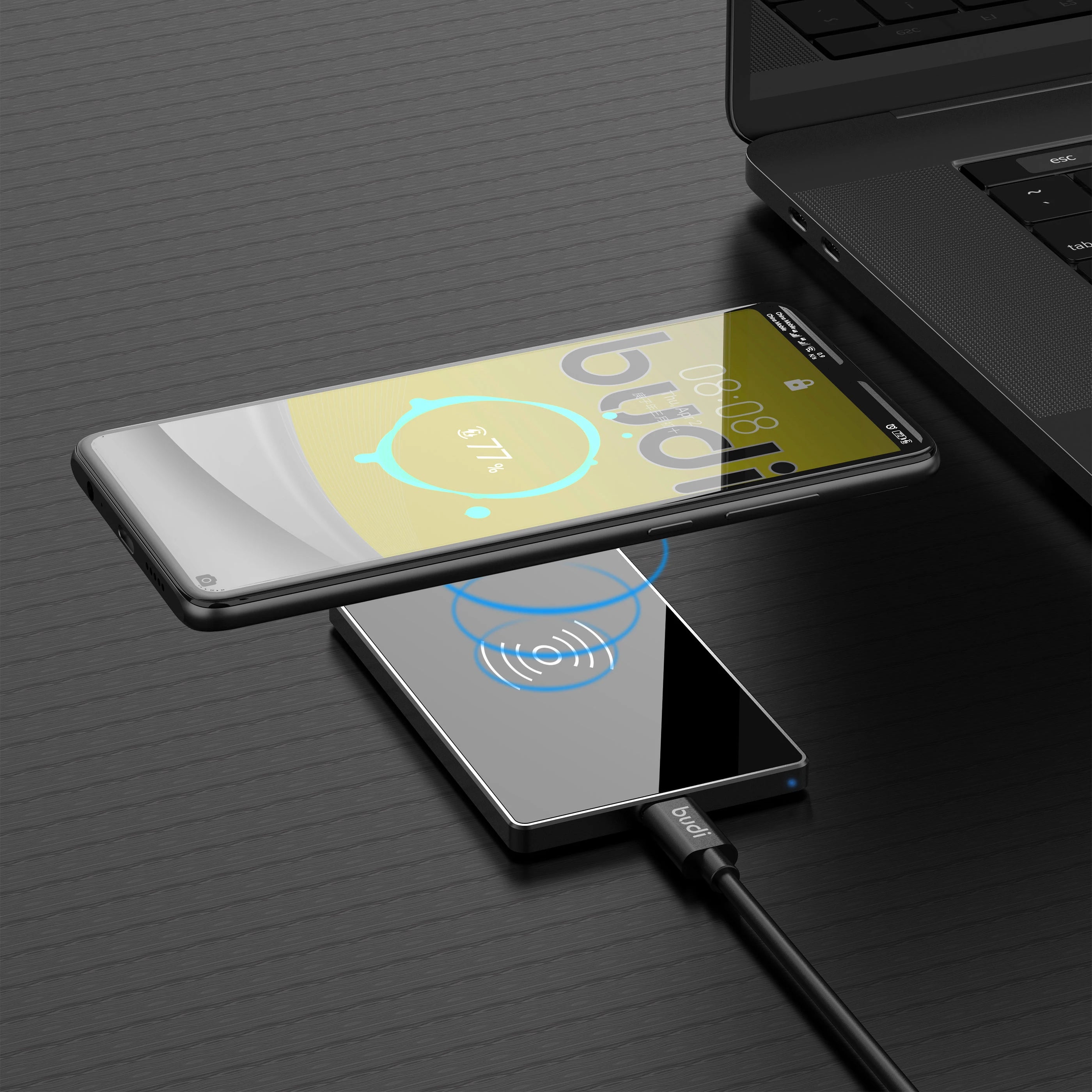 Budi Wireless Mini Charger, 15 Fast Wireless Charging Pad, Qi Certified Charging Pad, Wireless Charging Pad
