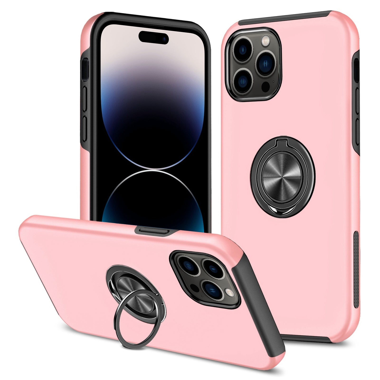 Smart Protective Magnetic Armor Case with Metal Ring Holder for iPhone