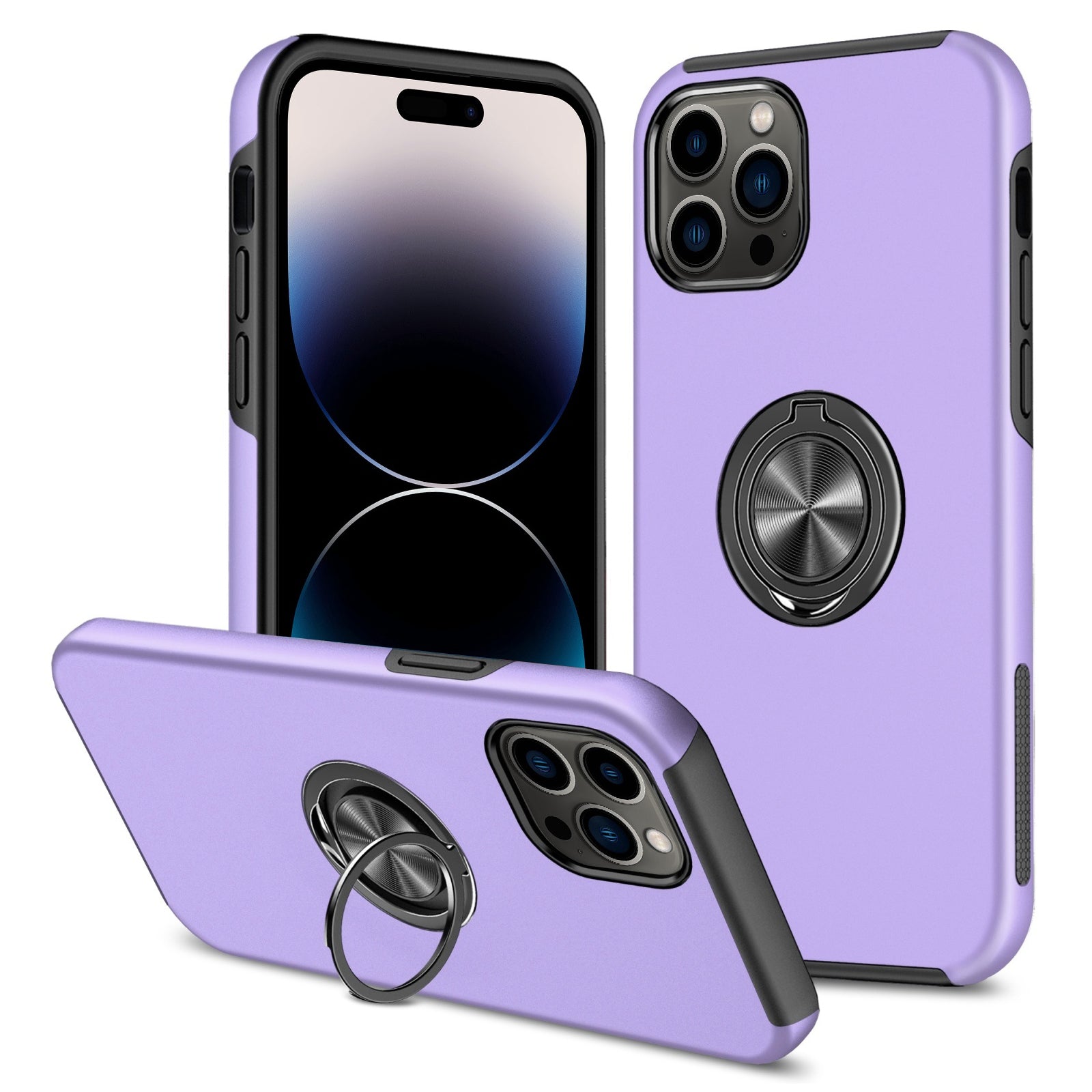 Smart Protective Magnetic Armor Case with Metal Ring Holder for iPhone