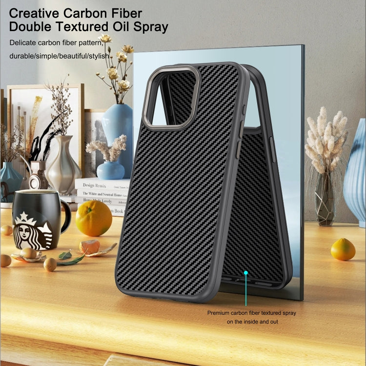 Carbon Fiber Textured Oil Spray PC + TPU Phone Case For iPhone