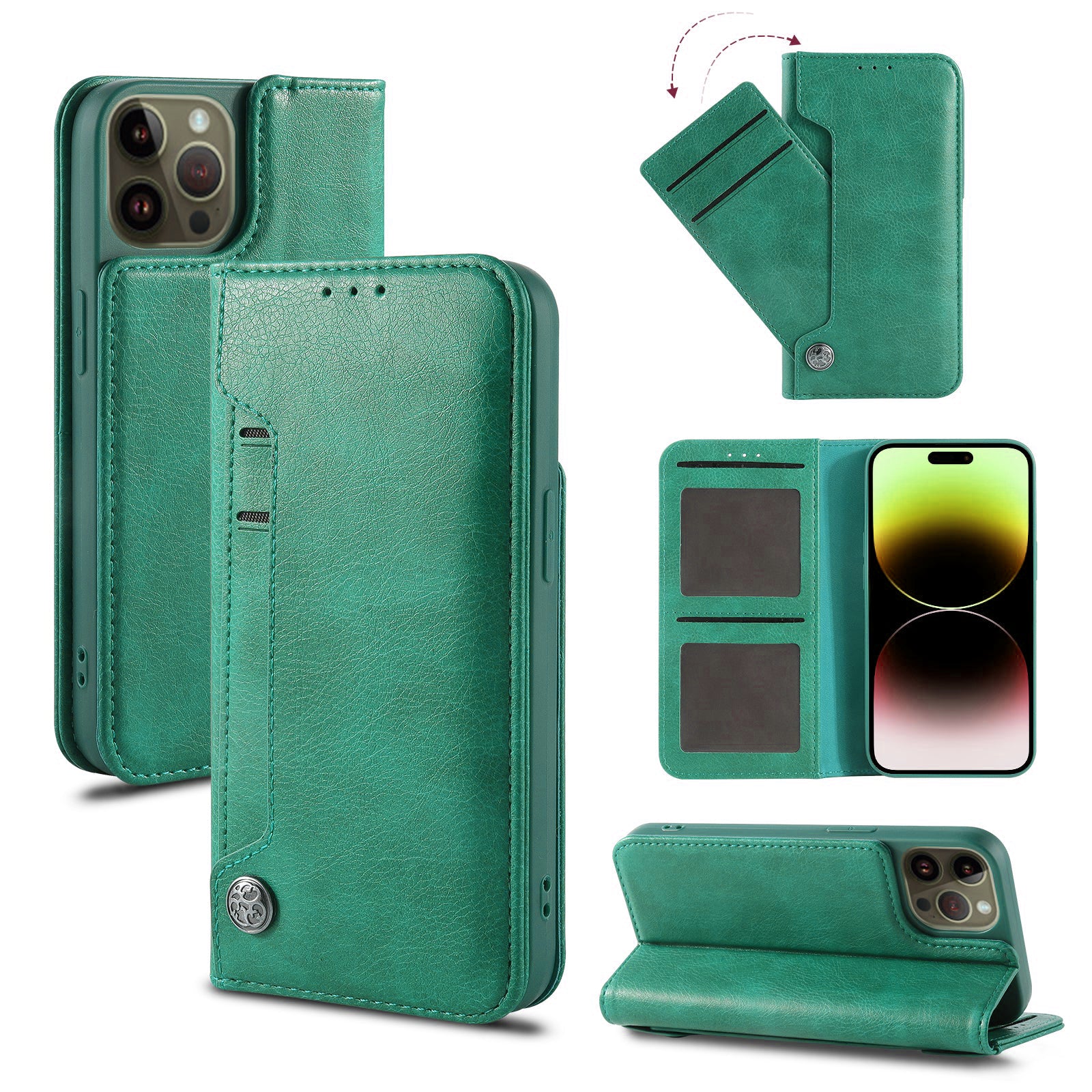 iPhone All Model Wallet Slide Pocket Case Braun 