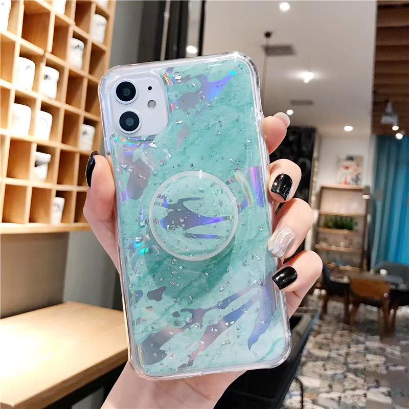 PhoneBits Ultra-Slim Marble Design Soft Silicone iPhone Case with POP Grip Stand Holder & Camera Lens Protection, TPU Protective Shockproof Phone Case Compatible with iPhone, Mobile Phone Soft Case for iPhone, Back iPhone Case Cover