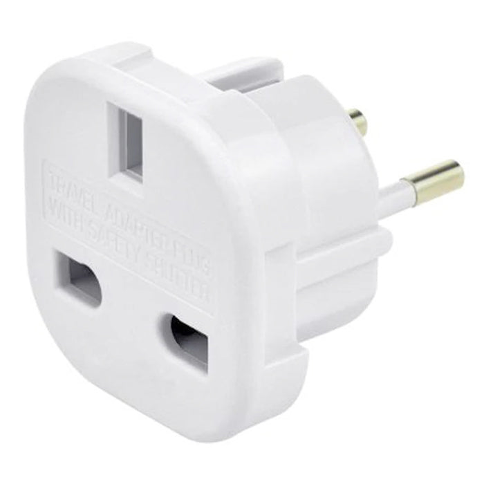 PhoneBits 3 PIN to 2 Pin Travel Adaptor, UK to EU Travel Converter, Travel Adaptor