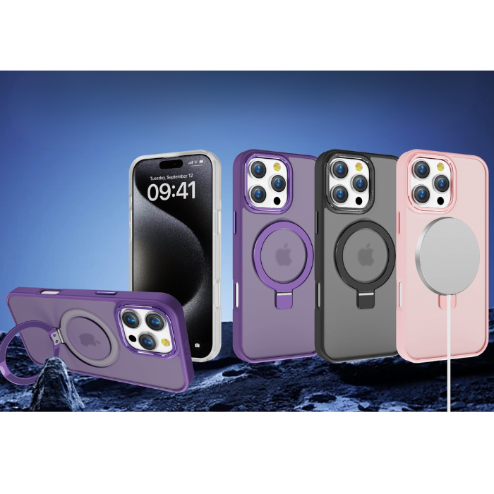 iPhone 17/16 /15/14/12  MagS Metal Stand PC02 Case