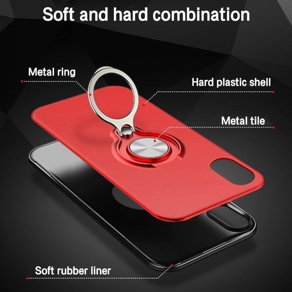 PhoneBits Slim Ultra Protective PC & TPU Magnetic iPhone Case with Holder & Chromed Camera Edge, Shockproof iPhone Ring Holder Case Compatible with iPhone Magnetic Car Mount, Mobile Phone Case for iPhone with Stand, Back iPhone Ring Holder Case Cover