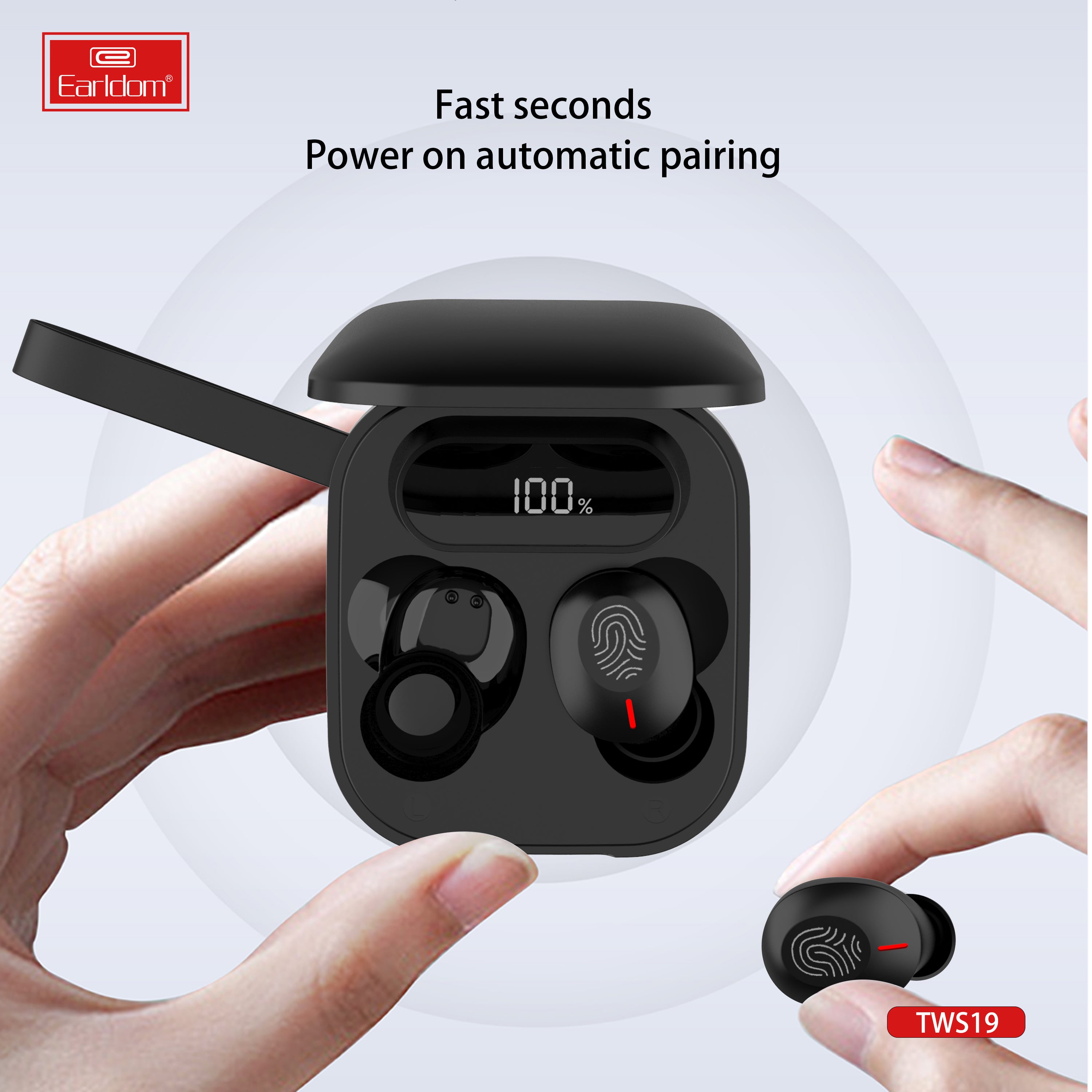 Earldom Latest True Wireless Bluetooth In-Ear Mini Earbuds with Touch Control and Digital Display