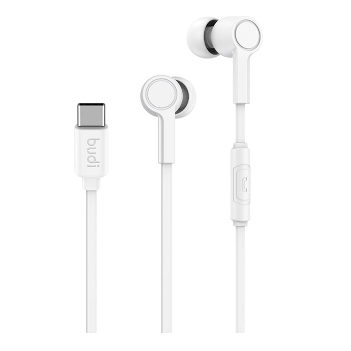 Budi USB C Kabelgebundene Ohrhörer, True Sound Kabelgebundene Ohrhörer mit Mikrofon, Sport In-Ear Kabelgebundene Freisprecheinrichtung