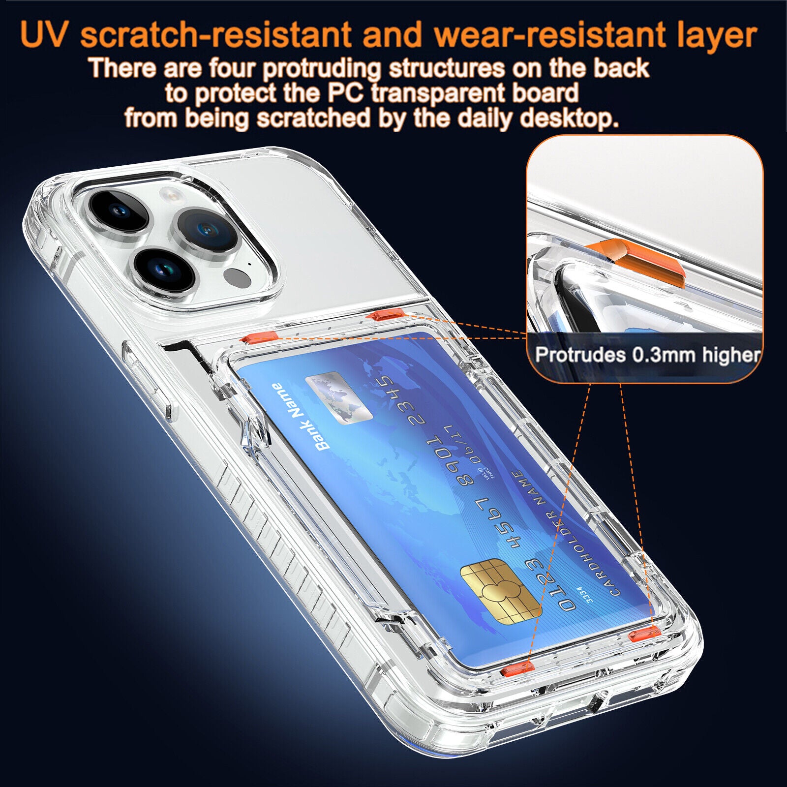 Multifunctional Transparent Wallet Case with Kickstand Card Slot for iPhone