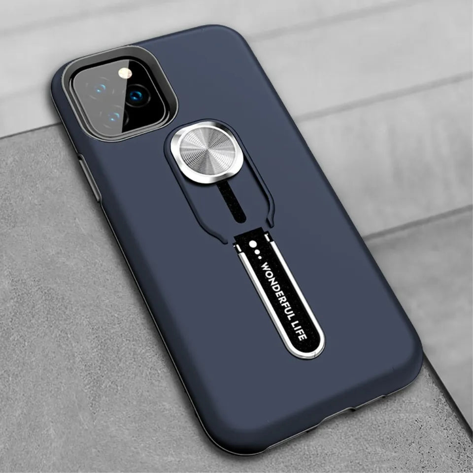 PhoneBits Ultra-Protective Magnetic iPhone Case with Ring Holder, Silicone Strap & Chromed Camera Edge, Shockproof iPhone Holder Case Compatible with iPhone Magnetic Car Mount, Mobile Phone Case with Stand, Magnetic Back Holder Cover Case for iPhone