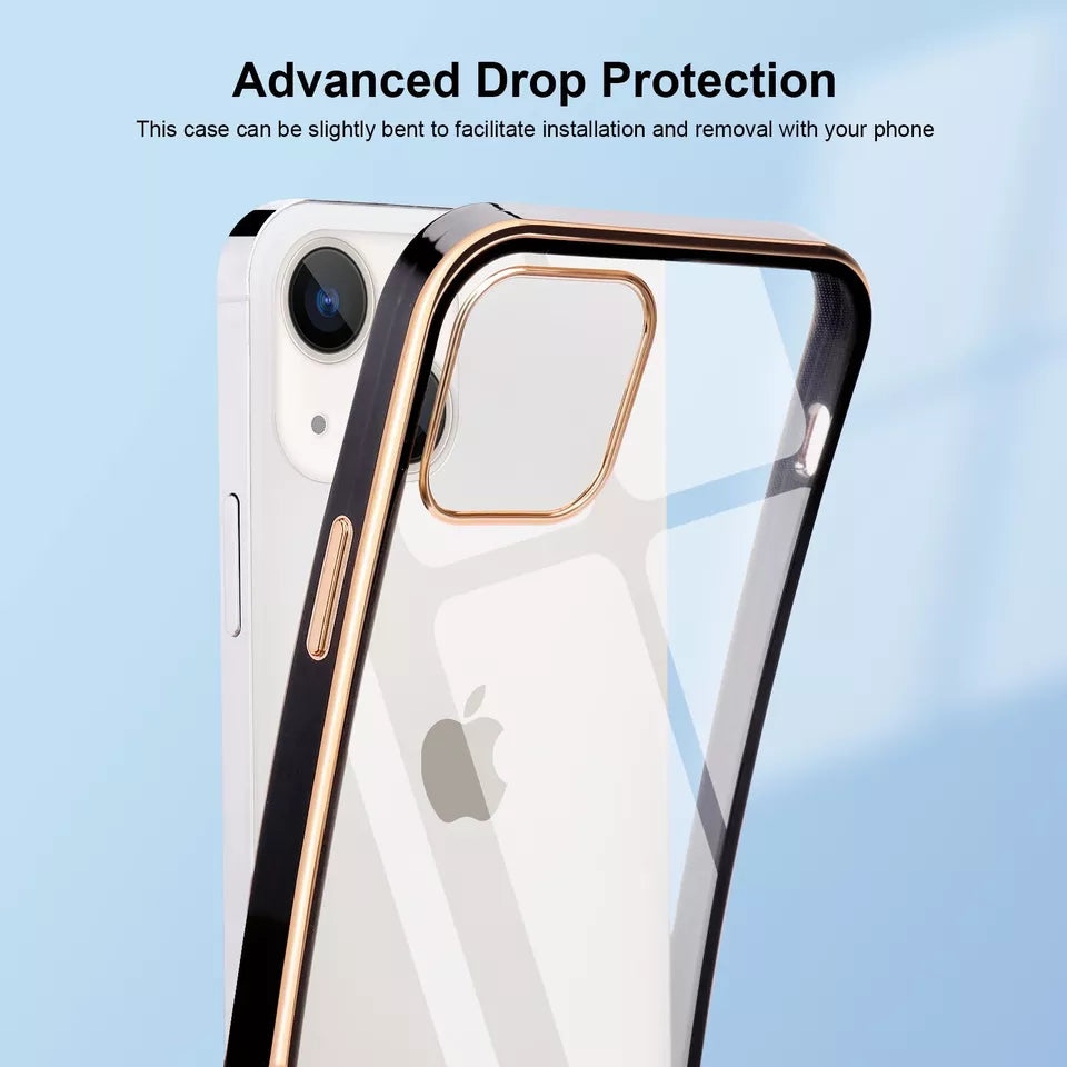 PhoneBits Slim Crystal Clear Magnetic iPhone Case with Camera Lens Protection & Electroplated Edges, TPU Transparent Shockproof iPhone Case Compatible with iPhone Chargers, Protective Wireless Charging Mobile Phone Case for iPhone, Back Case Cover