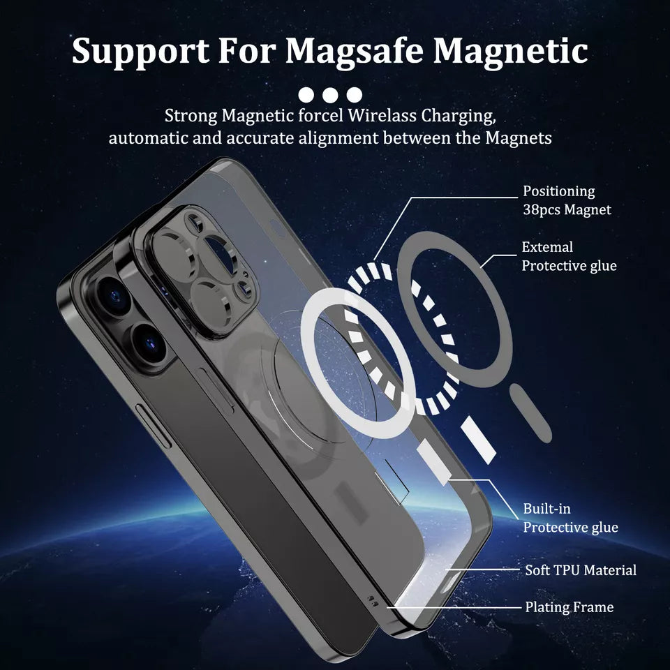 PhoneBits Slim Soft Silicone Clear MagSafe Case for iPhone with Camera Lens Protection, TPU Transparent Shockproof iPhone Case Compatible with iPhone MagSafe Chargers, Protective Magnetic Wireless Charging Mobile Phone Back Case Cover