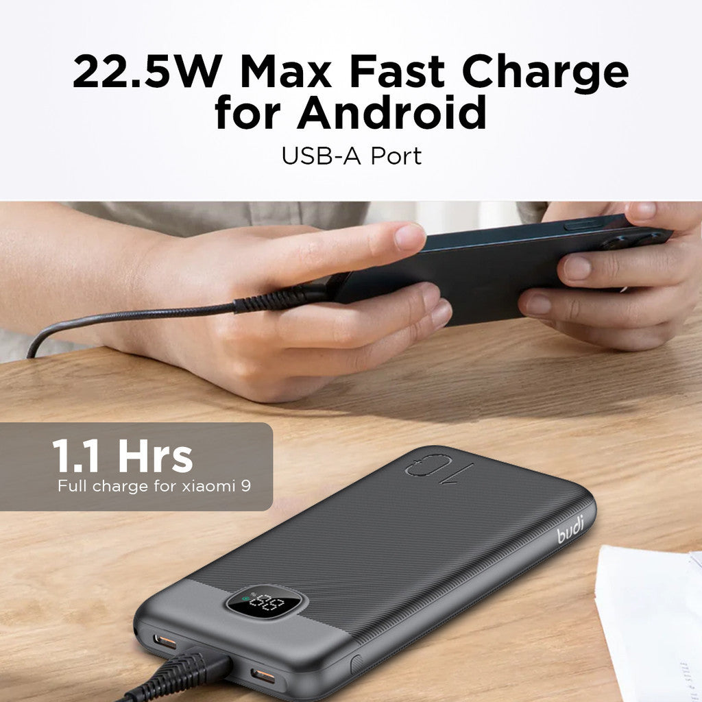 Budi 10000mAh Dual PD+QC3.0 22.5 Quick Charger Power Bank