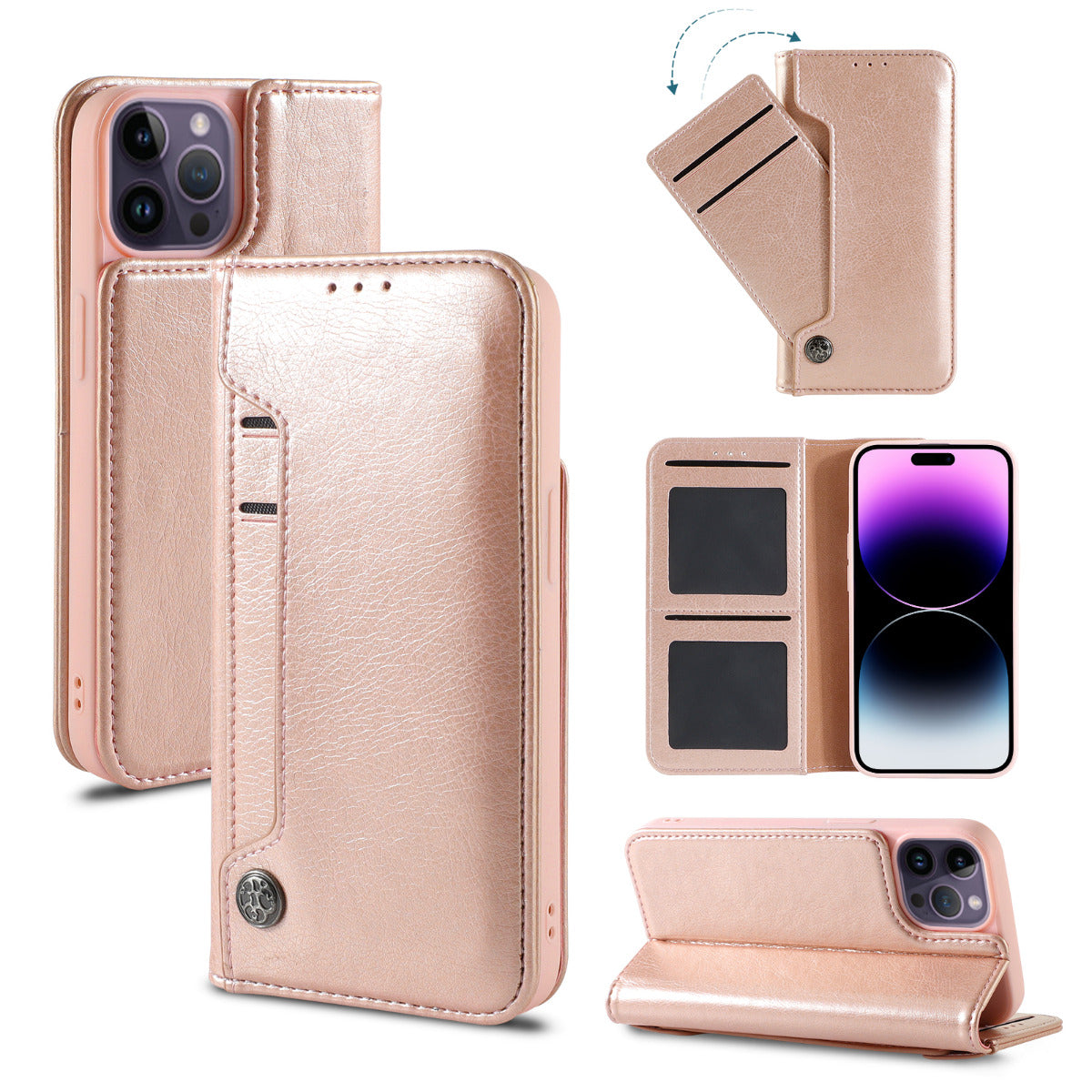 iPhone All Model Wallet Slide Pocket Case Braun 