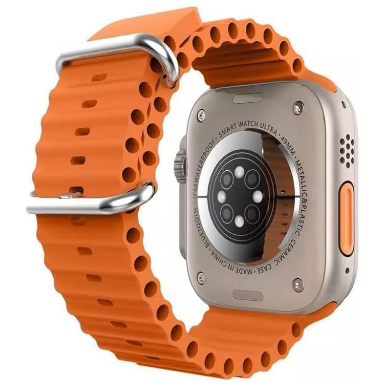 ultra smart watch for men women orange strap HD touch screen waterproof watch pro