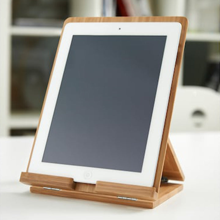 Tabletstandaard, houten organizer, desktophouder, opvouwbare universele meerhoekstandaard en mobiele houder