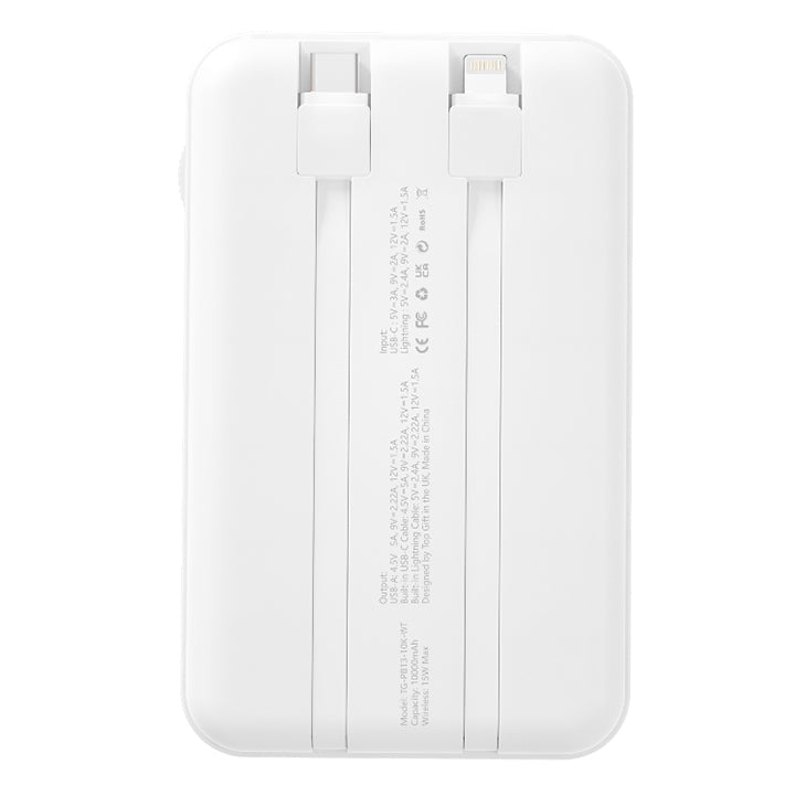 PD 22.5W Power Bank with 2 Built-In-Cable, 15W 10000mAh MagSafe Wireless Power Bank