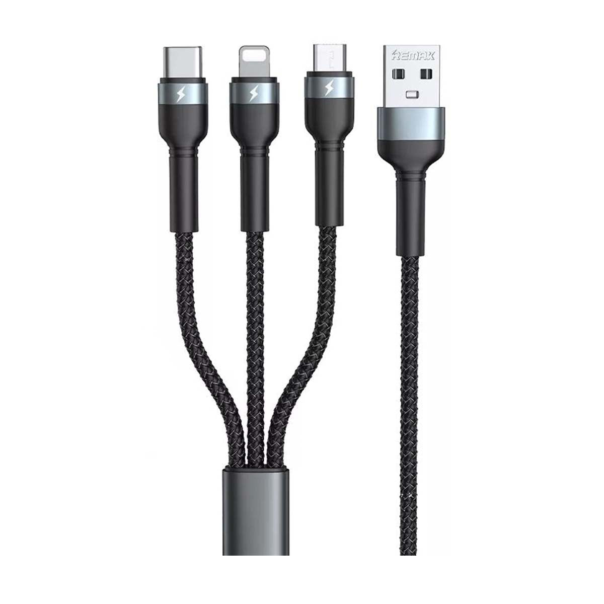 3-in-1 universele oplaadkabel, 3-in-1 USB naar Type-C+Micro USB+ Lightning-oplaadkabel