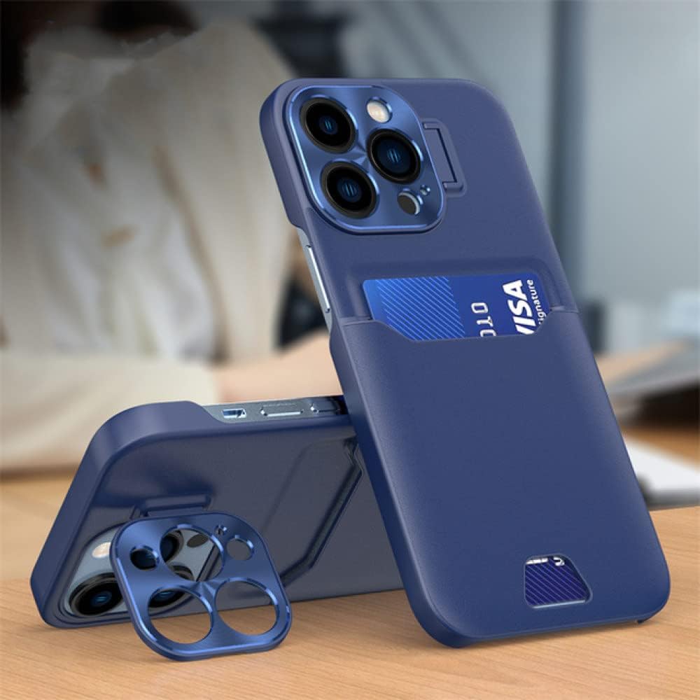 Ultra-thin Protective Leather Case with Kickstand Camera Lens Protector and Card Slot for iPhone