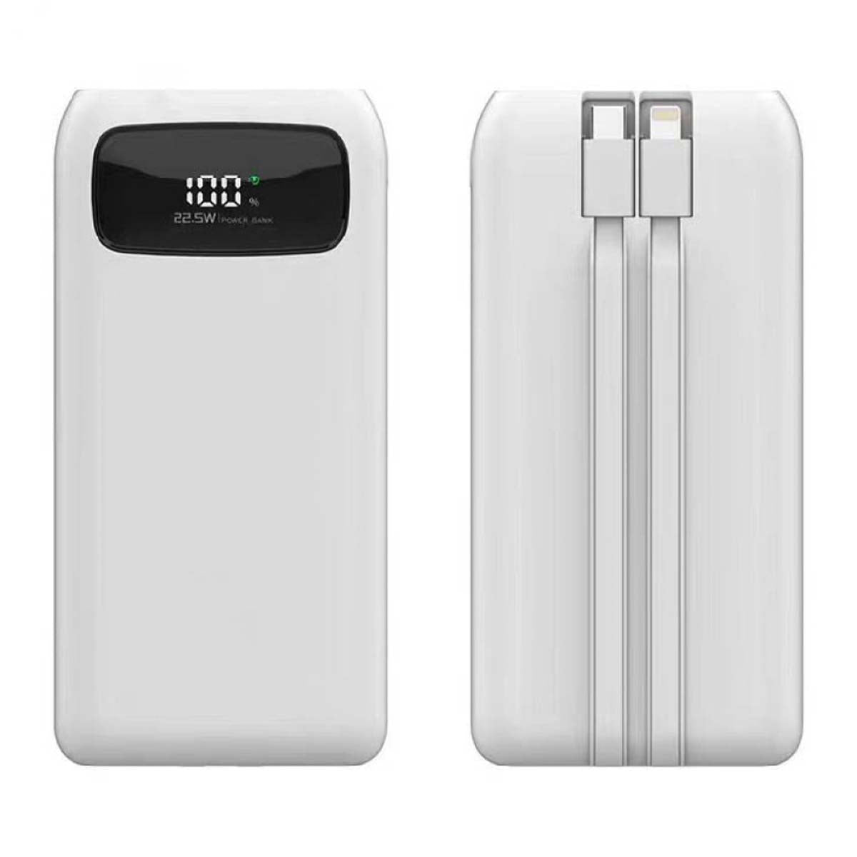 Fast Charging Power Bank with Built-in Type C & Lightning Cable, Portable External Battery Charger