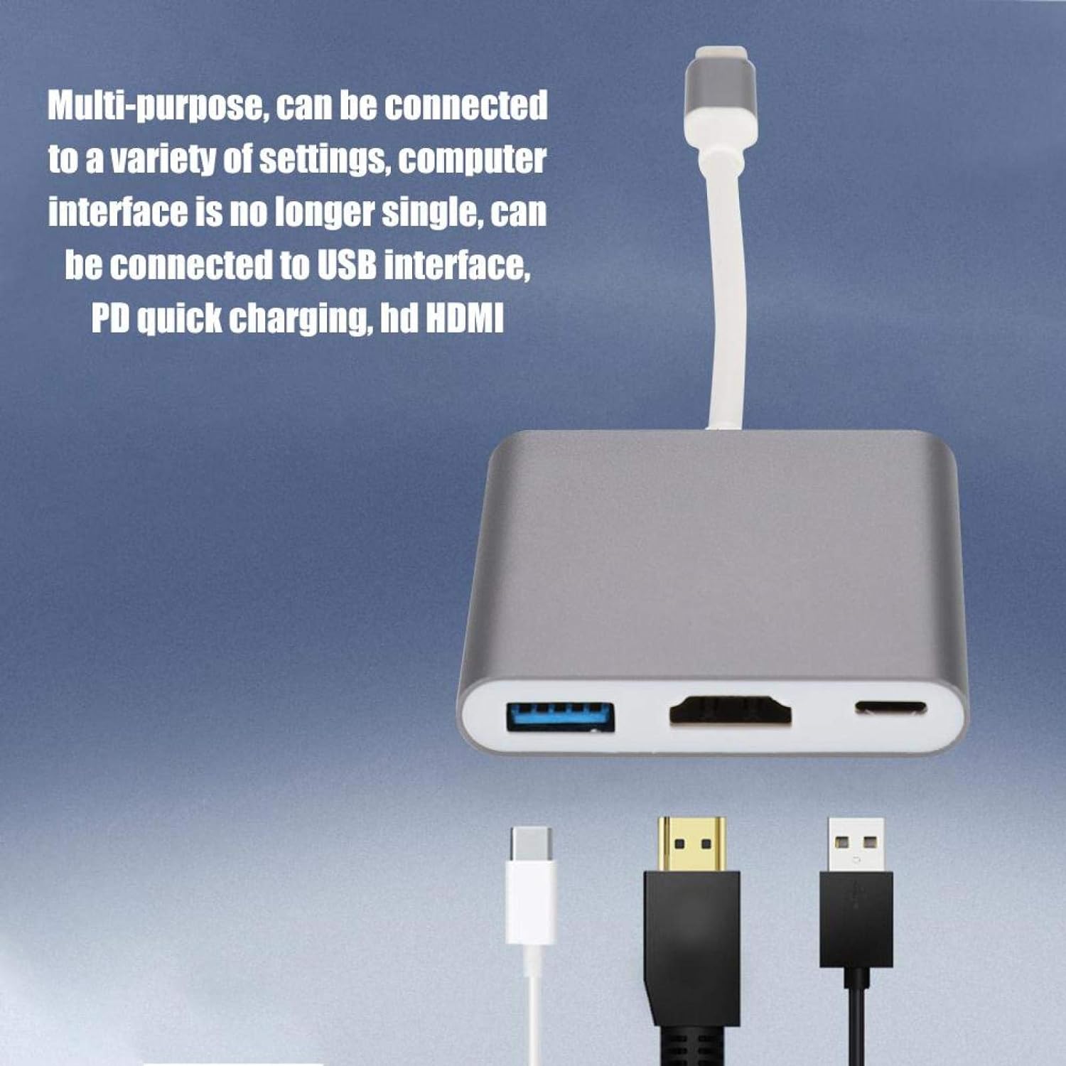 USB-C-zu-HDMI-VGA-Adapter, 3-in-1-Multiport-Typ-C-USB-zu-HDMI-Adapter, Typ-C-USB-Hub