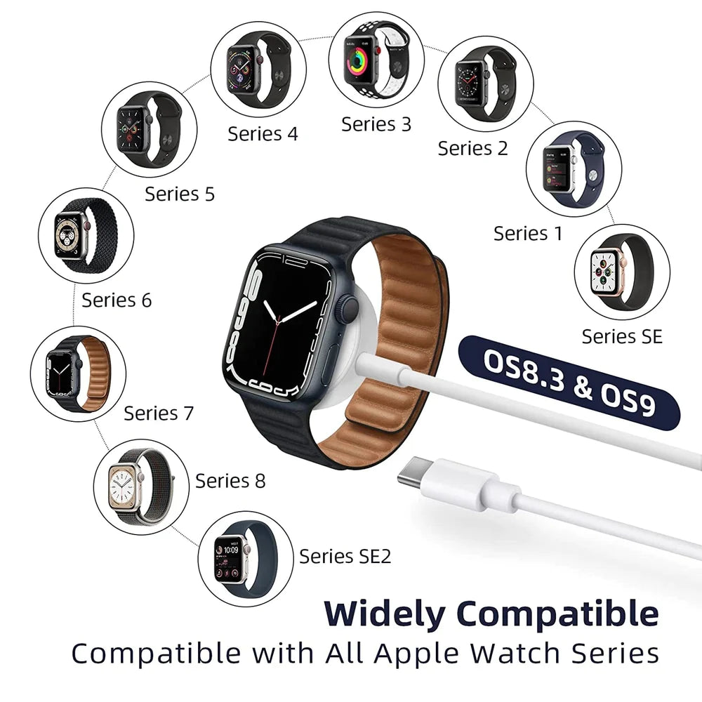 USB C Watch draadloze oplader, magnetische draadloze oplaadkabel, snelle horlogeoplader 