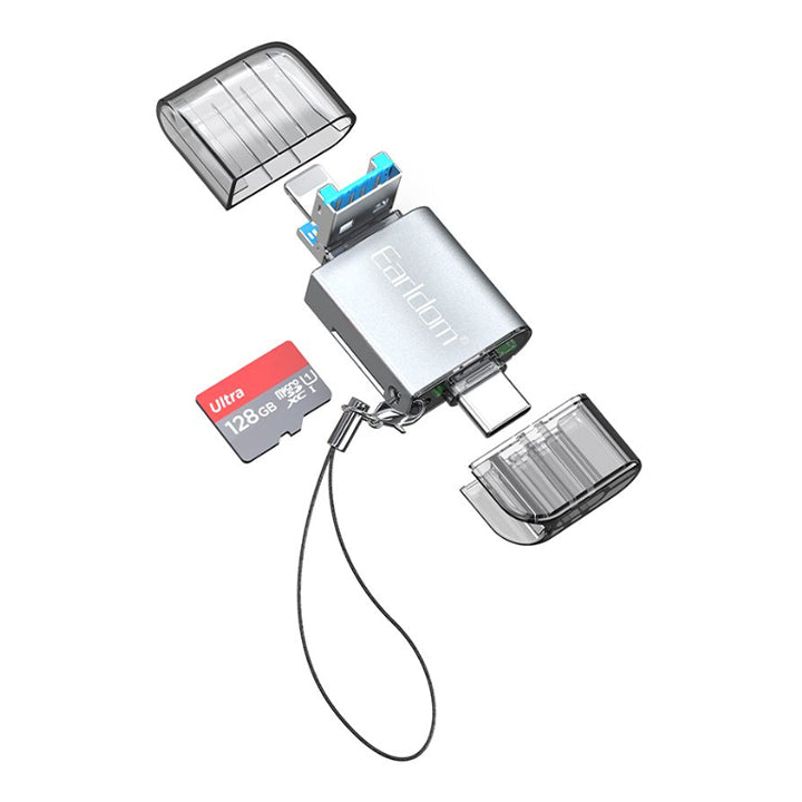4-in-1-Mehrzweck-Mini-Kartenleser, SD-Kartenleser für iPhone, 3-in-1-USB-C-zu-Micro-SD-Kartenleser
